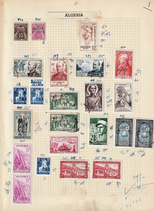 French Algeria Old/Mid M&U Collection on Pages (Aprx 400+Items) Goy 3203 
