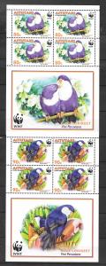 AITUTAKI MNH SOUV SHEETS SET SC#553-556 WWF BIRDS SCV$26.00 4 SETS EACH SHEET