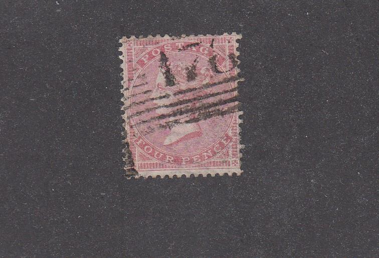 GREAT BRITAIN SCOTT LOT # 22 4p ROSE NUMERAL 176 CANCEL CAT VALUE $440 AT 10%