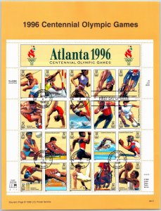 USPS SOUVENIR PAGE CENTENNIAL OF THE OLYMPIC GAMES AT ATLANTA SHEET (20) 1996