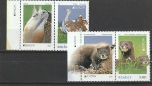 ROMANIA 2021 STAMPS EUROPE CEPT WILDLIFE FAUNA MINK MNH POST LABELS ANIMALS