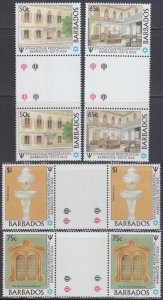 BARBADOS Sc # 710-3 MNH GUTTER PAIR - C.1654 SYNAGOGUE RESTORATION in BRIDGETOWN