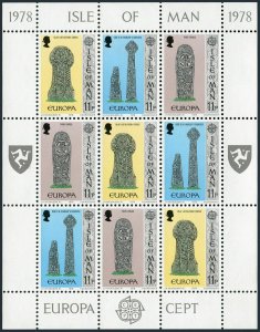 Isle of Man 133a,136a,MNH.Michel 122-127 klb.EUROPE CEPT-1978,Carved Gravestones