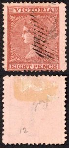 Victoria SG194 8d red-brown/pink wmk 10 Perf 12.5 Fine Used Cat 60 pounds