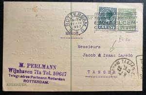 1927 Rotterdam Netherlands Stationery postcard Cover To Tanger Morocco