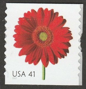 US 4169 Beautiful Blooms Red Gerbera Daisy 41c coil single (1 stamp) MNH 2007