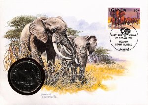 Uganda WWF World Wild Fund for Nature numisbrief coin cover elephant