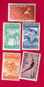 NICARAGUA SCOTT#717-721 1949 AMATEUR BASEBALL - MNH