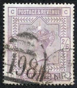 SG175 Cat £1,450+ 2/6 Lilac on BLUED PAPER (surface rub)