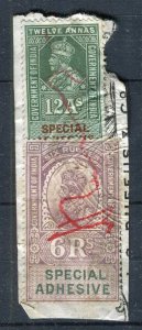 INDIA; Early 1900s GV Portrait type Revenue issues fine used Cancelled PIECE