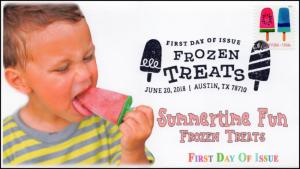 18-163, 2018, Frozen Treats, First Day Cover, Pictorial Postmark, Ice Cream, Kid