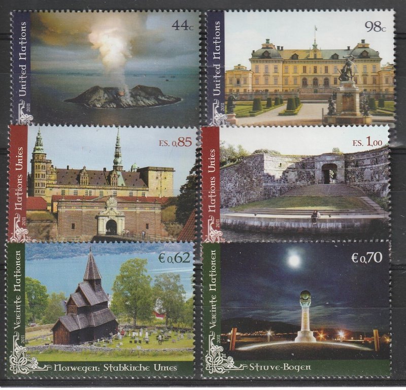 2011 UNESCO World Heritage  Nordic Sites  MNH   NY,Geneva, Vienna   CV $11