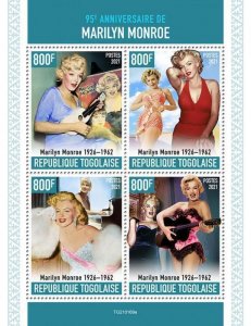 Togo 2021 MNH Marilyn Monroe Stamps Celebrities Film Actresses Movies People 4v