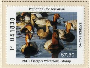 US OR18 OREGON STATE DUCK STAMP 2001 MNH SCV $15.00 BIN $7.50