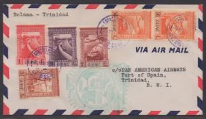 *Portuguese Guinea Airmail Cover SC# 234, 245, 243, C7 to BWI C/O Pan Amer Air