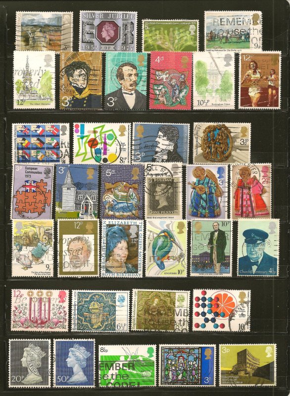 Great Britain Collection of 35 Different 1970's Stamps Used