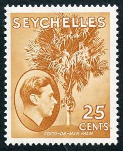 Seychelles SG141 1938-49 KGVI 25c Brown-ochre Wmk Mult Script CA M/M