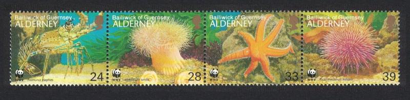 Alderney WWF Seashore Life Strip of 4v SG#A56-A59 SC#69 a-d MI#61-64