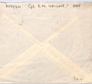 GIBRALTAR WW2 KGVI Cover *RAF CENSOR*246* 3d ROCK GB Leics {samwells-covers}YW51