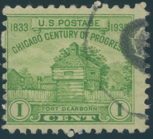 US 728 Century of Progress Issue; Used; Fancy cancel -- See details and scan