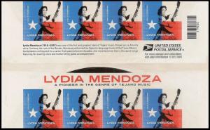 US 4786a Music Icons Lydia Mendoza imperf NDC gutter header block (8) MNH 2013