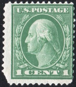 SC#405 1¢ Washington Single (1912) Uncancelled/No Gum/Fault