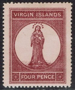 BRITISH VIRGIN ISLANDS 1867 ST URSULA 4D BUFF PAPER PERF 15