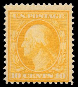 U.S. Scott #338 / $67.50 - 10c Yellow, LH OG, Fine