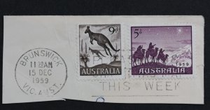 Two Stamps     Australia            Kangaroos & Approach of the Maji   322 & 344