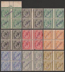 KENYA & UGANDA 1922 KGV 5c - 75c gutter blocks RARE PRESENTATION SPECIMEN MNH **