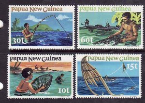 Papua New Guinea-Sc#545-8- id6-unused NH set-Fishing-1981-