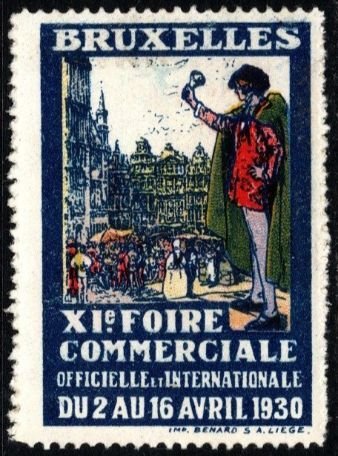 1930 Belgium Poster Stamp 11th Annual Brussels International Commercial Fair