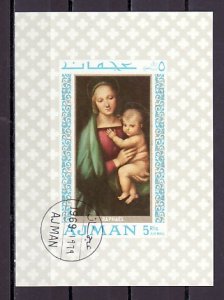 Ajman, Mi cat. 332, BL66. Madonna Religious Painting s/sheet. Canceled. ^