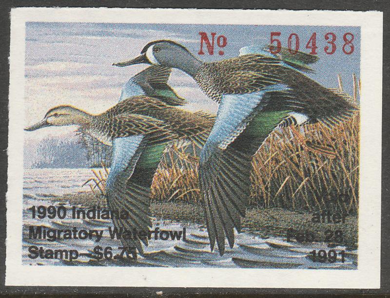 U.S.-INDIANA 15, STATE DUCK HUNTING PERMIT STAMP. MINT, NH. VF