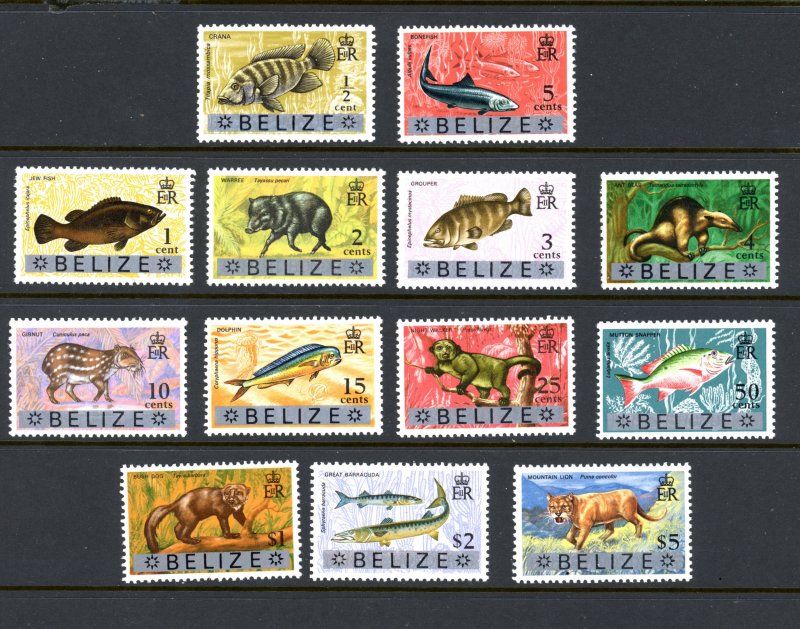 Belize 327-339 MNH 1974