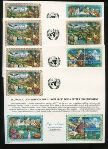 United Nations SCOTT SC39 1991 ECE EUROPE ECONOMIC COMM. SET of 4 SOUVENIR CARDS