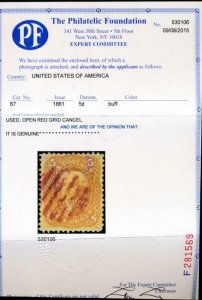 UNITED STATES (US) 67 USED F-VF LIGHT CANCEL WITH PFC 