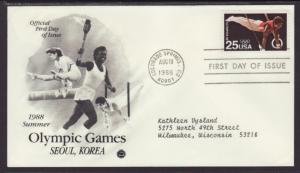 US Olympics 1988 PCS Typed FDC BIN