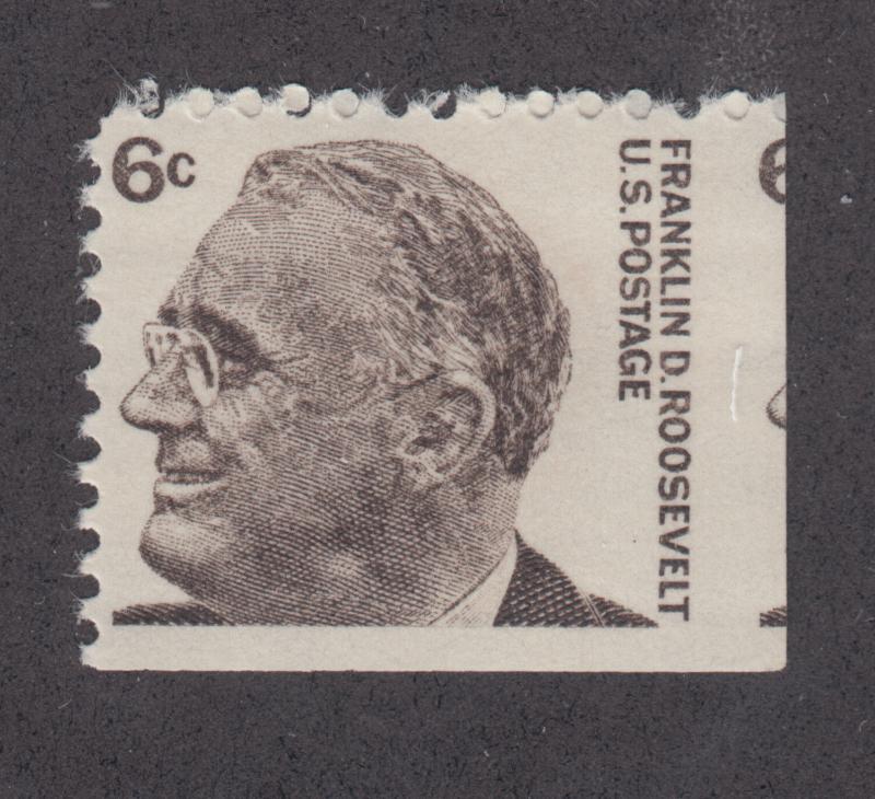 US Sc 1284 MNH. 1965-78 6c FDR, vertical MISPERF, ERROR