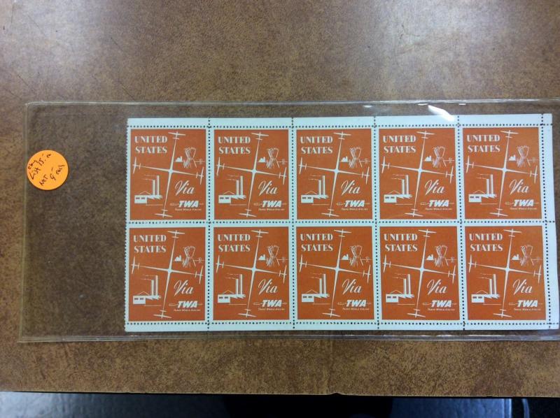 TWA Vintage poster stamp labels, mint pane of 10 : US VIA TWA