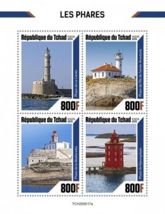 Chad - 2020 Lighthouses, Chania, Madonetta - 4 Stamp Sheet - TCH200517a