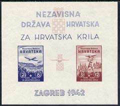 Croatia 1942 Aviation Fund imperf m/sheet unmounted mint,...