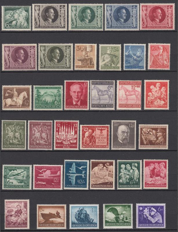 German Third Reich 1942/45 Full Collection  MNH  Luxe Michel CV $420. 3 Scans