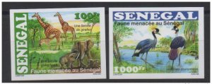 Senegal 2015 IMPERF ND Endangered Wildlife Birds Elephants Giraffes-