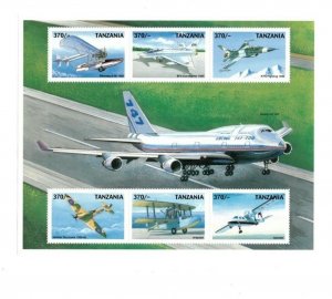 Tanzania 1999 - Airplanes - Sheet of 6 Stamps - Scott #1865 - MNH