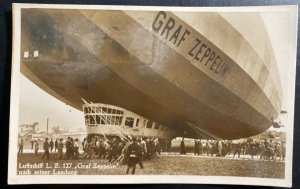 1933 Frankfurt Germany Graf Zeppelin LZ 127 RPPC Postcard Cover To Saar Landing