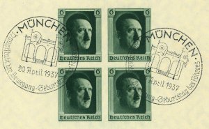 Germany #B103 Hitler's Birthday Special Postmark 1937 MUNICH Party Chief City