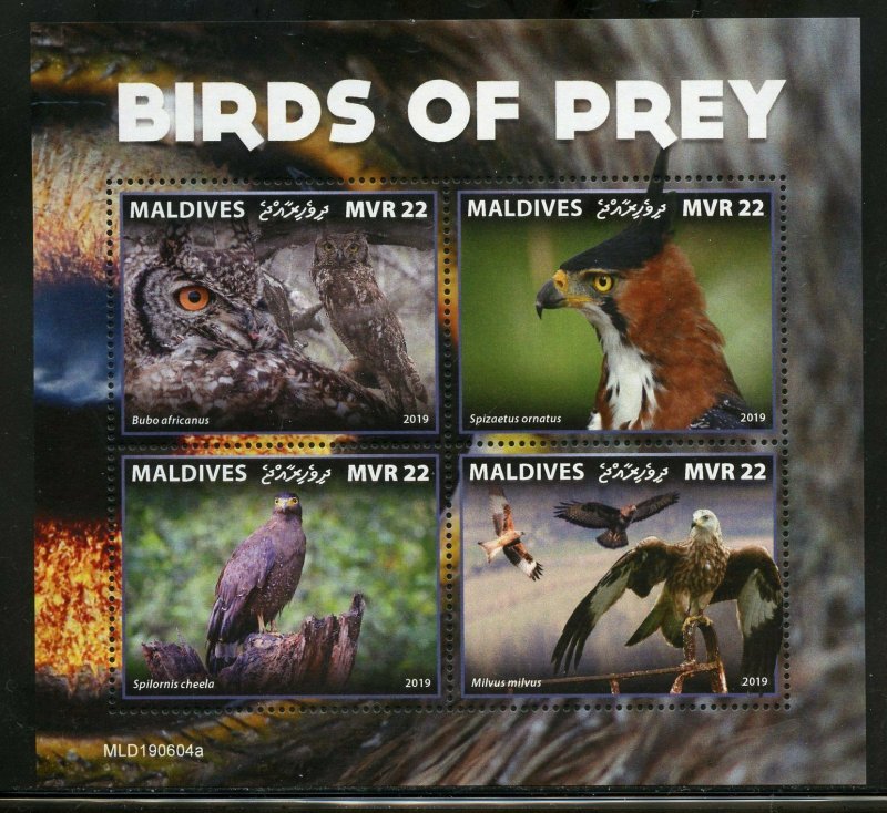 MALDIVES 2019 BIRDS OF PREY SHEET  MINT NEVER HINGED