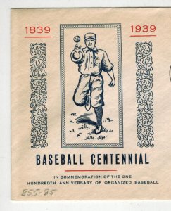 1939 ORGNIZED BASEBALL CENTENNIAL COOPERSTOWN NY 855-85 SCARCE CACHET 