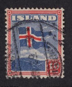 Iceland    #228   used   1939  flag of Iceland  10a